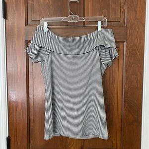 J Crew med white & black off the shoulder top